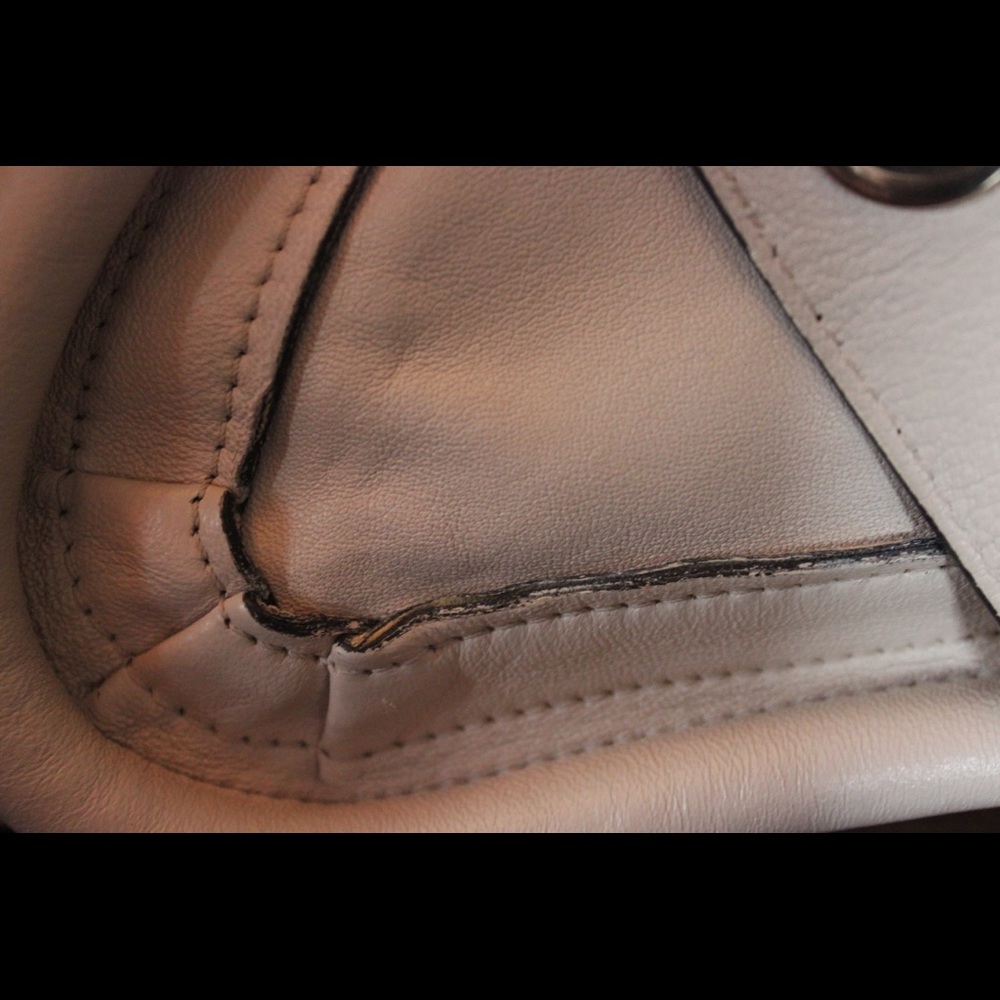 Chloe Cream and Brown Leather Satchel with Curved Design - Picture 3 of 13